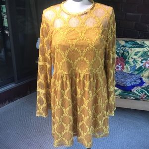 Gold, lace dress